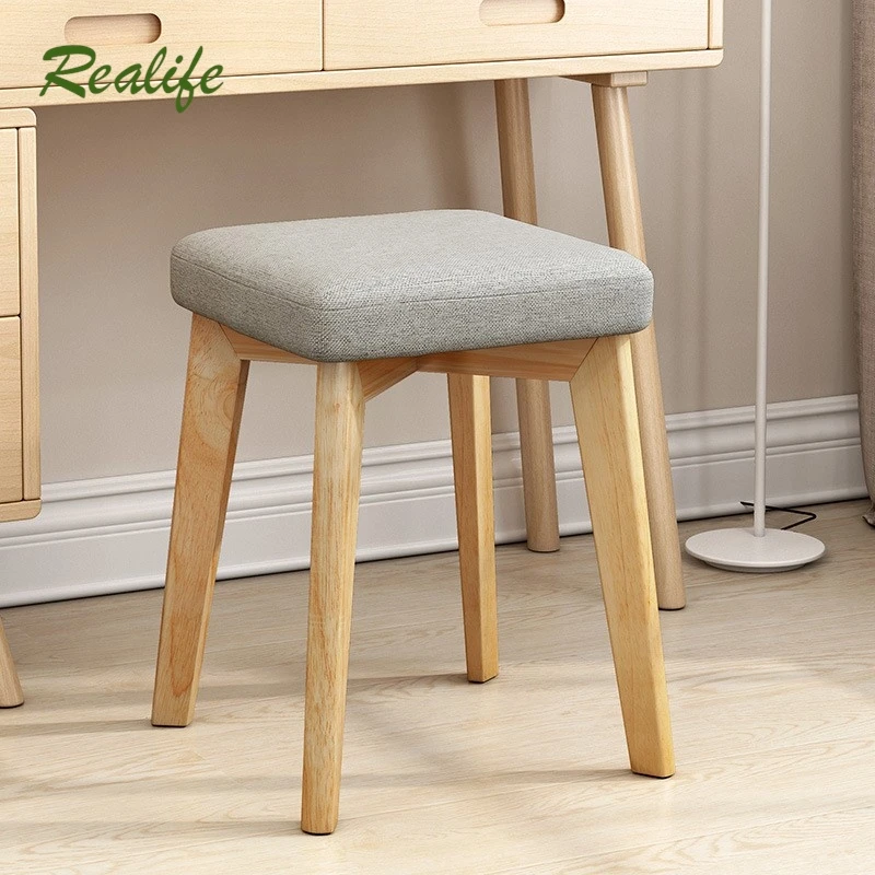 

Realife Small Square Stool Modern Makeup Simple And Economical Chair Household Dining Stool Adult Fabric Soft Surface Low Stool