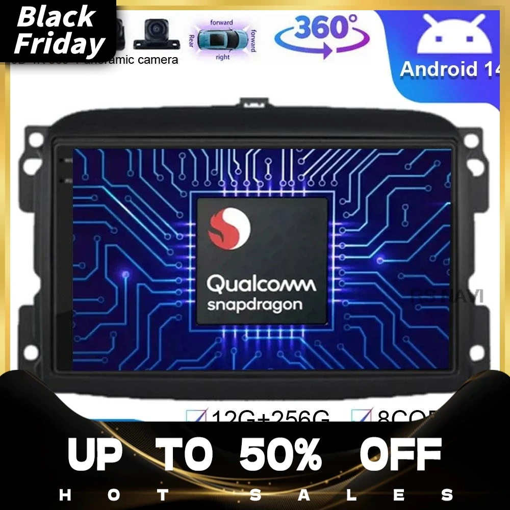 Android 14 For Fiat 500L Egea Doblo 2012 - 2017 Multimedia Video Player Car Radio Navigation GPS No 2din 5G Wifi Auto Stereo DSP