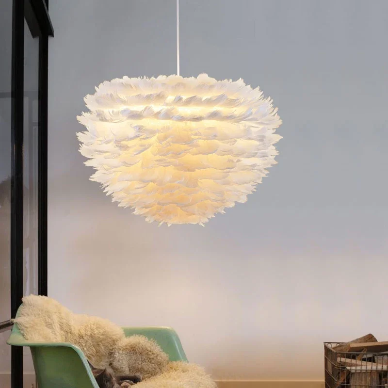 Flower drop wind droplight foyer bedroom dinning living room Modern feather chandelier white fashion chandelier hanging light