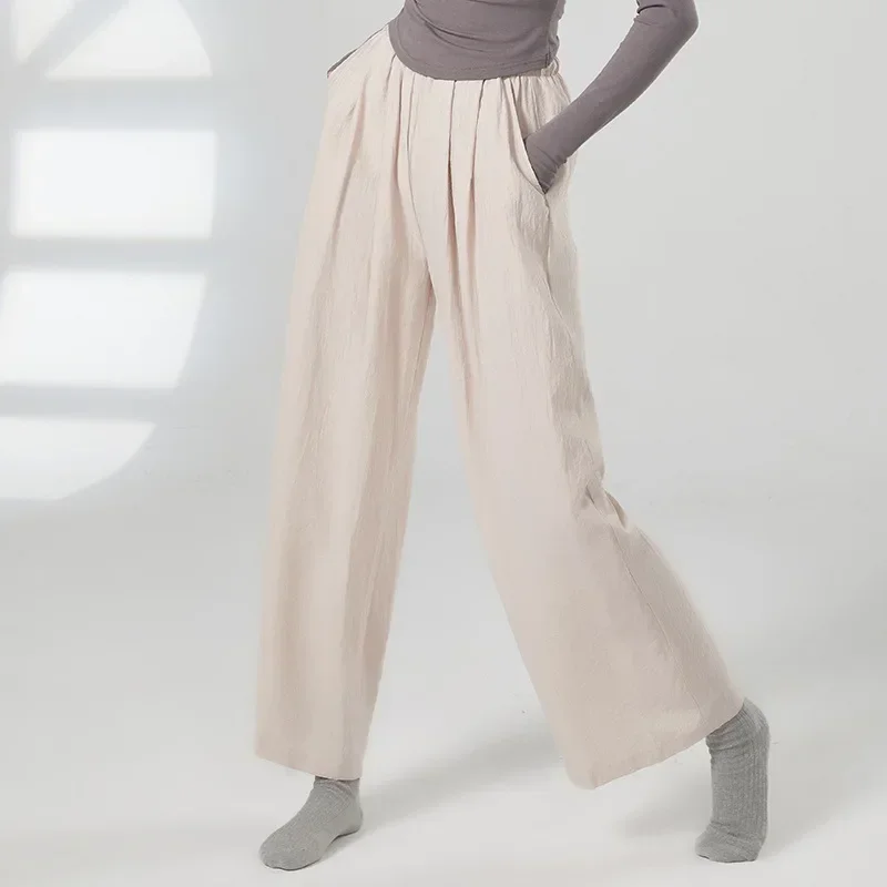 Kieszeń na ubranie do ćwiczeń, proste spodnie z szerokimi nogawkami, elegancki strój do tańca chińskiego, ludowego, klasycznego.