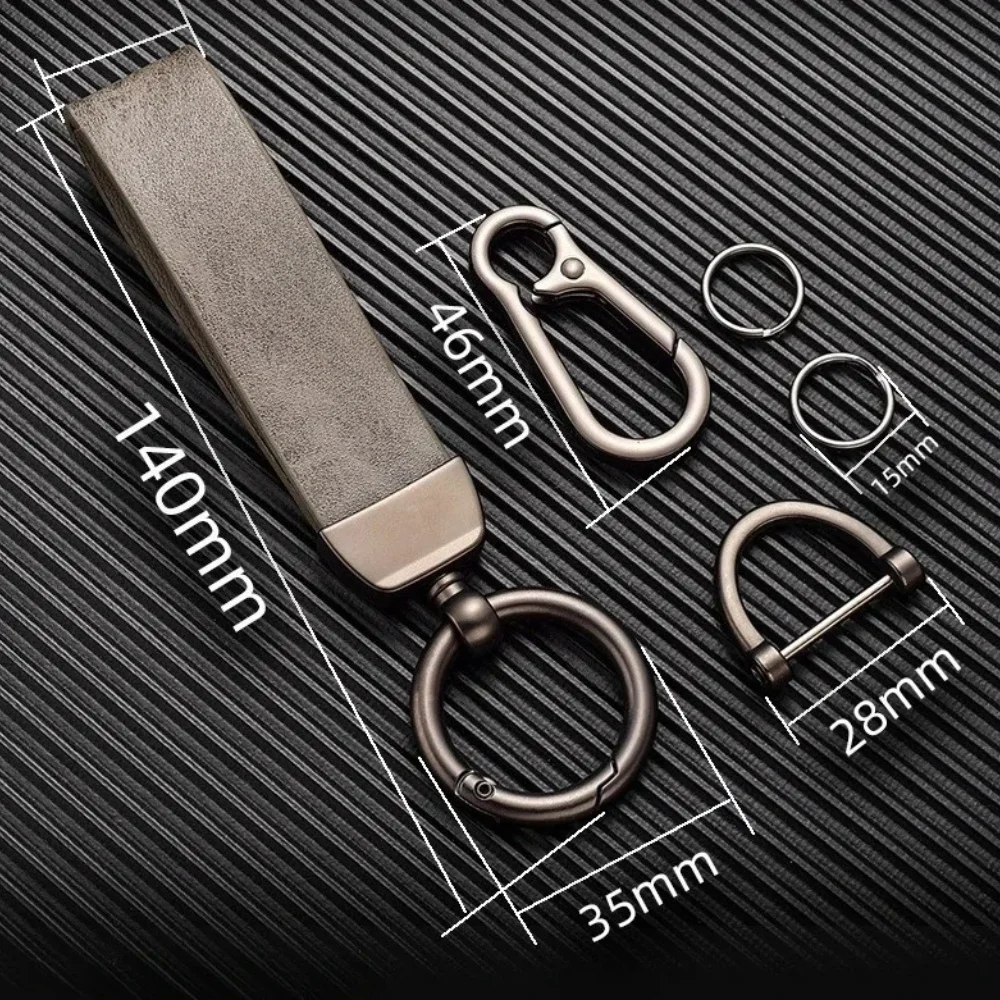 Retro Handgefertigter Leder-Autoschlüsselanhänger für Männer und Frauen Einfacher Rindsleder-Schlüsselring Modisches Unisex-Geschäftsaccessoire Langlebiger Schlüsselhalter – Detail 3