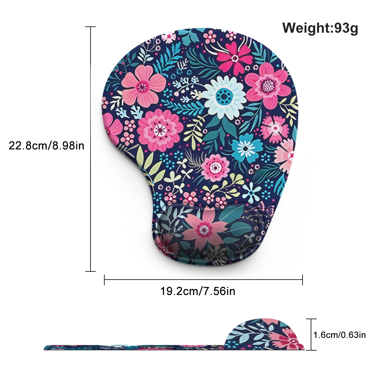 Colorful  Flowers And Leaves Mouse Pad Wrist Ergonomic Soft Anti-Slip Wrist Rest Support Mat Computer Mouse Pad for Office  PC