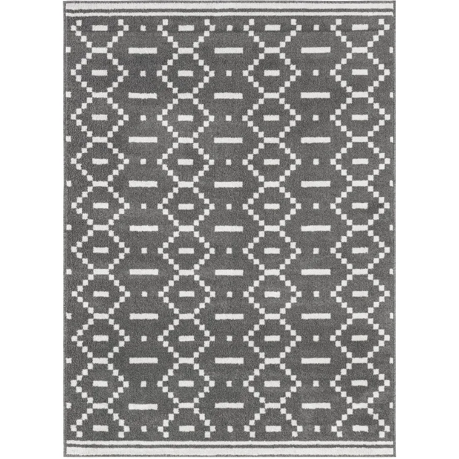 Oslo Collection Rug 5' 1 x 7' 1 Gray Modern Area Rug Easy-Clean Stain-Resistant Geometric Carpet for Living Rooms, Bedrooms, an