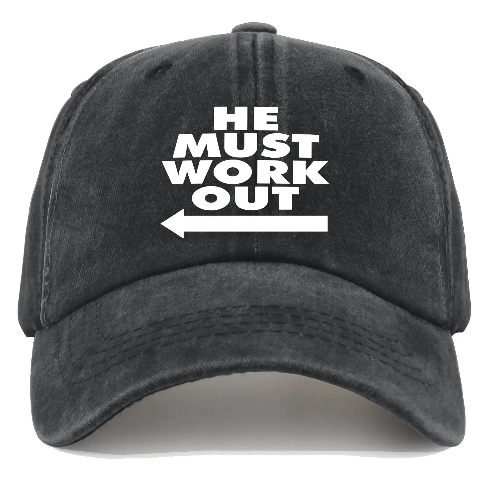 

Винтажная мытая бейсболка PURSEEK «He Must Work Out» — регулируемая шляпа для папы со стрелкой, легкая дышащая кепка для спортзала и Casua