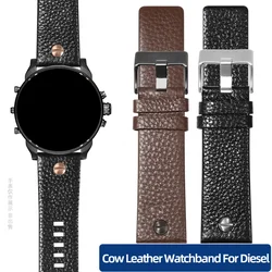 Rivet Genuine lea/ther watchband For Diesel DZ4323 DZ1657 DZ4318 DZ7312 DZ7257 Men watch strap Bracelet 24MM 26MM 28MM 30MM