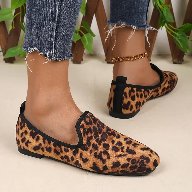 Sexy Leopard Women's Flat Heel Loafers 2026 Autumen Summer Comfort Light Weight Slip On Shoes Ladies Shallow Mary Jane Shoes