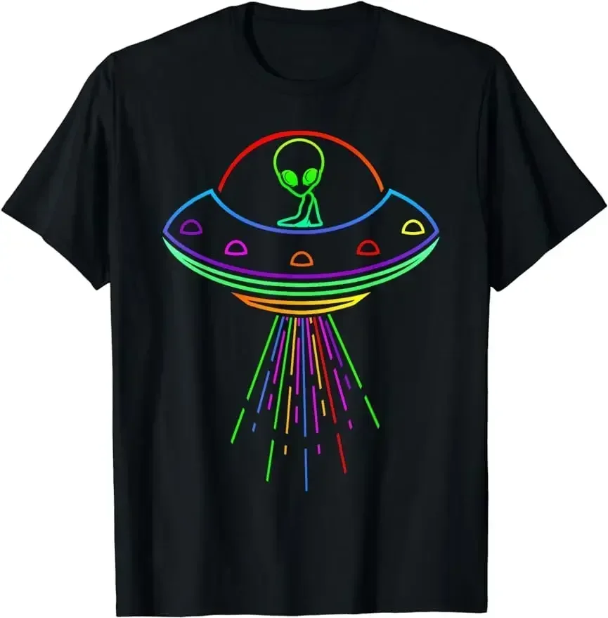 Cute Alien I Come in Peace Space Rave EDM Music Alien T-Shirt Graphic Tee Fashion Short Sleeve Novelty Unisex Short-sleev