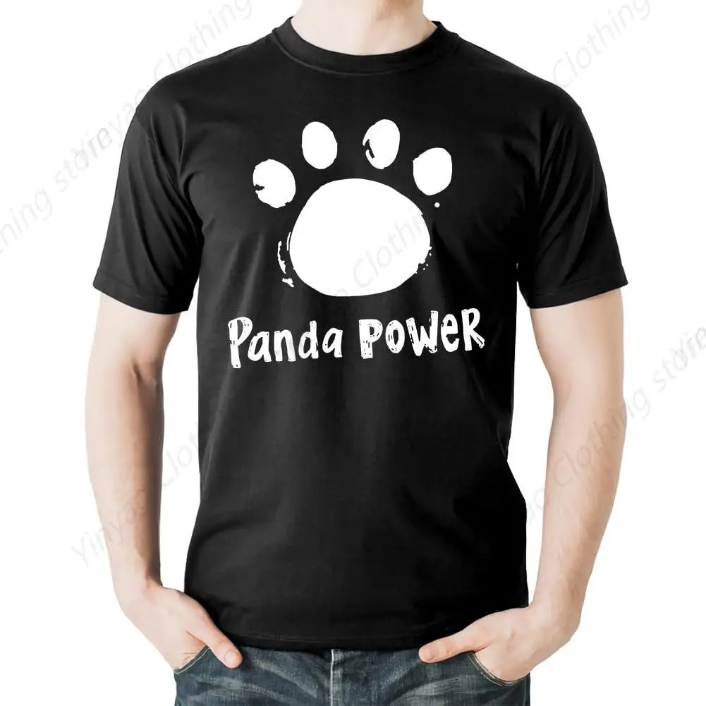 

Men'S Panda Power T-Shirt Pattern Printed Round Neck Short Sleeve T-Shirt Cool Design Cotton Casual Shirt