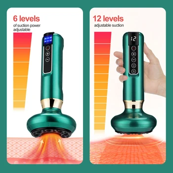 6/12 Gears Electric Cupping Massager Vacuum Suction Cup GuaSha Anti Cellulite Scraping Infrared Heat Body Slimming Massage 2