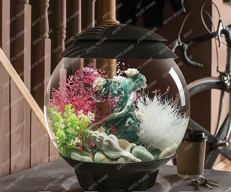 

Living Room Personalized Desktop round Fish Globe Organic Glass Mini Household Aquarium Small