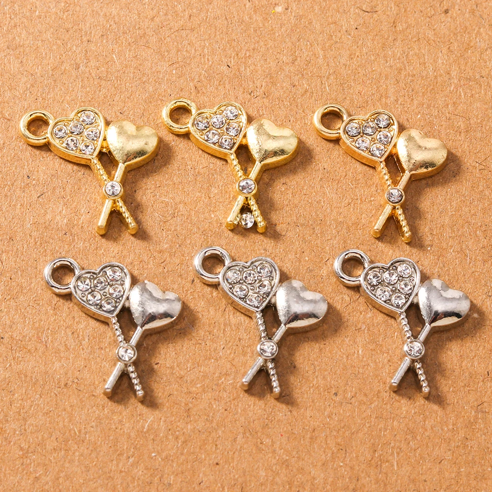 

10pcs Alloy Rhinestones Key Charms Pendants for Jewelry Making Necklace Earrings DIY Handmade Accessories Supplies