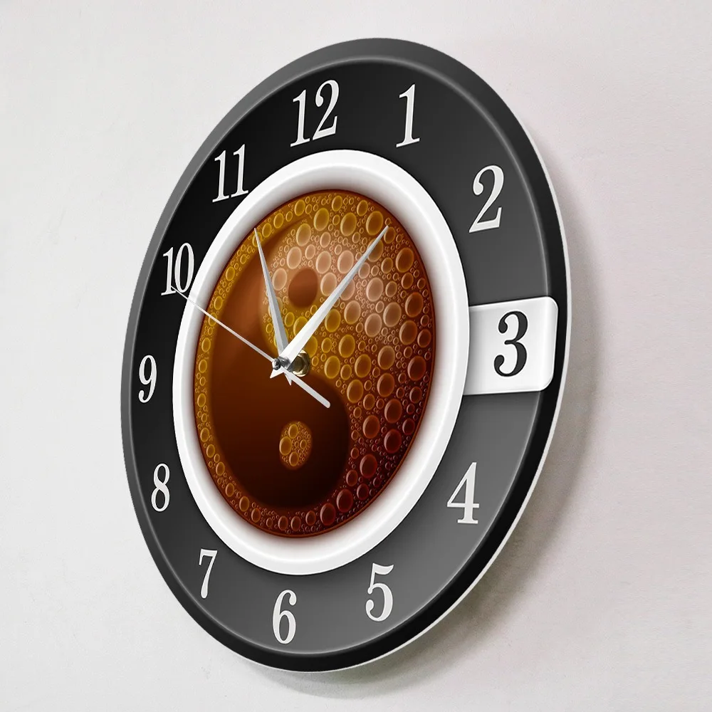 Coffee Cup Wall Clock Silent Quartz Foam Espresso Kitchen Dining Room Decor Ideal Gift for Coffee Lovers Bistro Cafe Sign