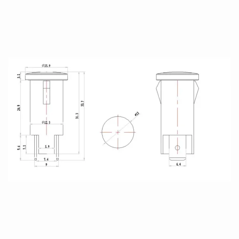 480V Red LED Equipment Indicator Light with 12.5mm Mounting