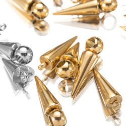 Breloques à pointe conique pointue en acier inoxydable pour hommes et femmes, pas de décoloration, bijoux, perle exécutive, boucle d'oreille, bracelet pendentif, fournitures en vrac, 10 pièces