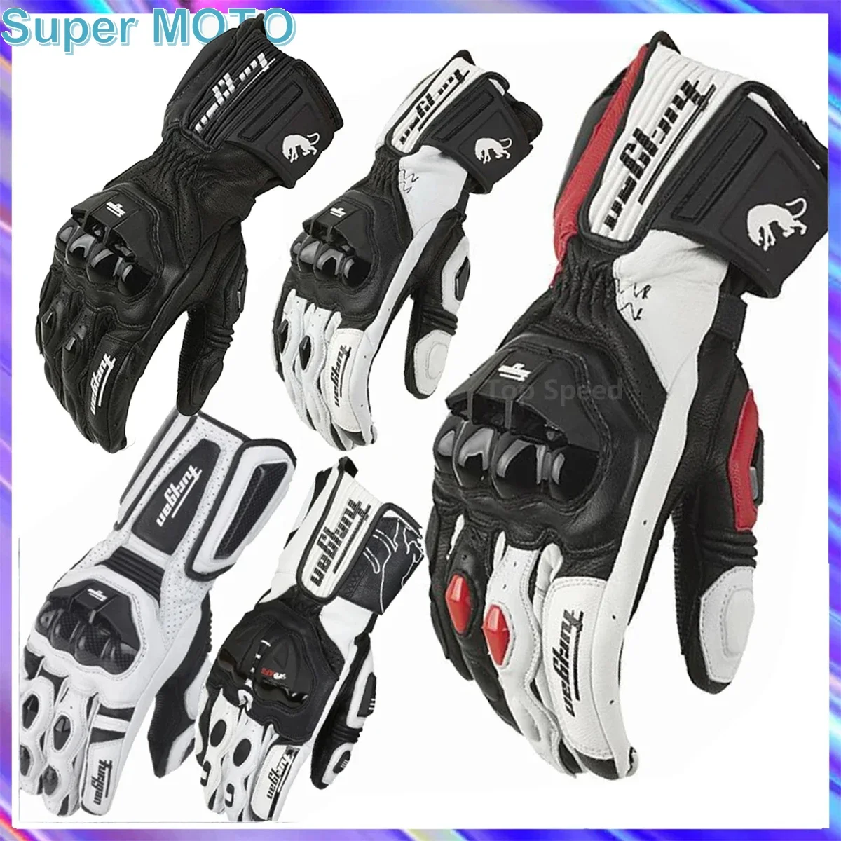 Genuine Leather Mens Motorcycle Gloves AFS6 AFS10 AFS18 Motocross racing Protection Gloves Breathable Guantes Rekawice Motorbike