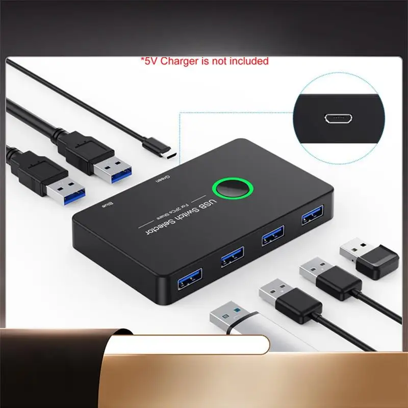 Conmutador USB USB 3,0 KVM, conmutador USB de plástico para teclado, ratón, impresora, Mi Box, 2 puertos para compartir, 4 dispositivos, Hub-X64A USB