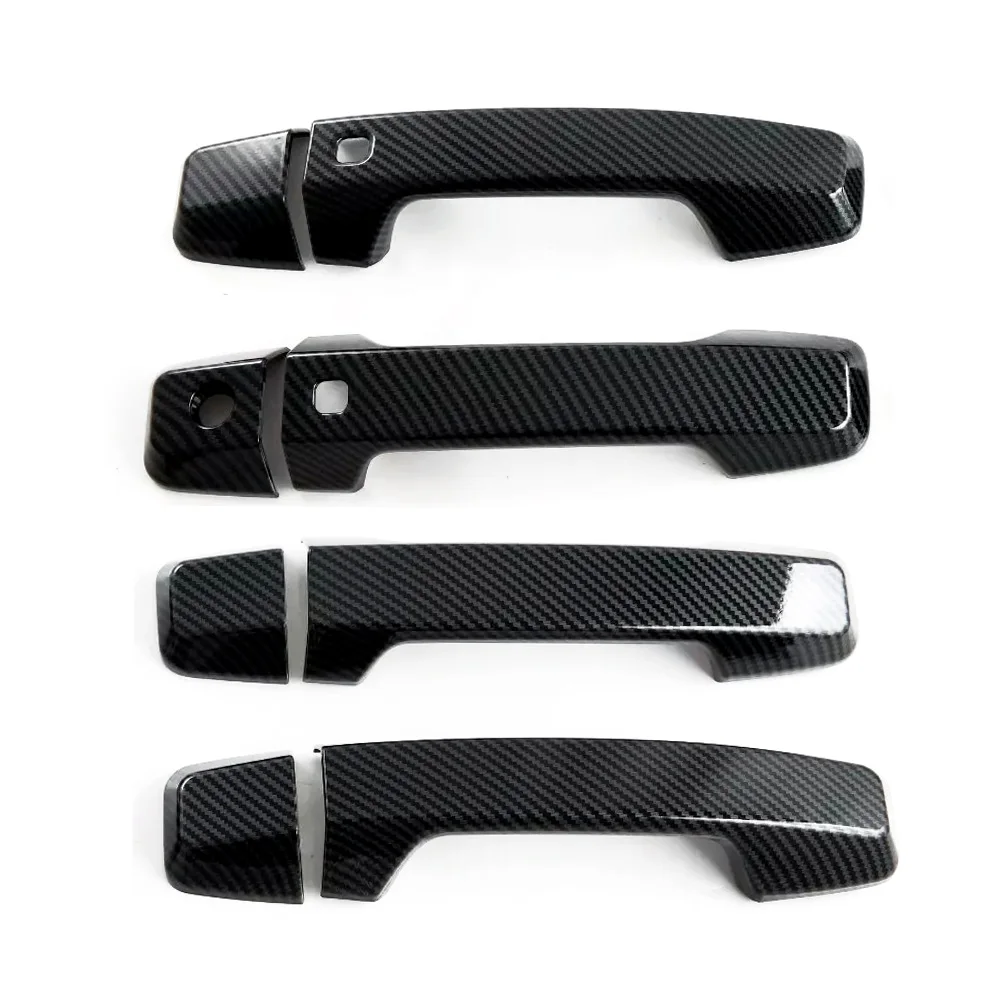 1 Set Car Exterior Side Door Handle Cover Trim Fit for Mitsubishi Triton MV 2024 Carbon Fiber Texture Style