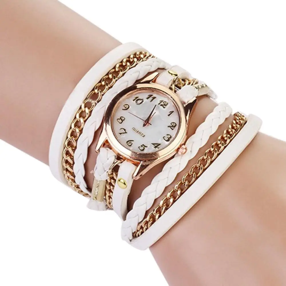 Women Casual Vintage Multilayer Faux Leather Bracelet Ladies Wrist Watch Dropshipping Handmade Braided Dream Festival Gifts