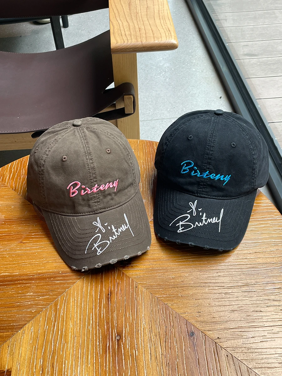 

Embroidered Letter Baseball Cap for Men and Women, Washed, Face Slimming, Sunshade Duckbill Cap