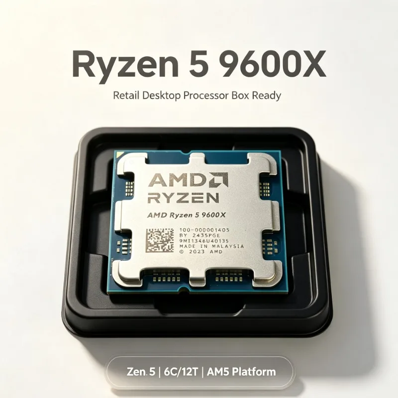 AMD Ryzen 5 9600X AM5 CPU 6‑Core 12‑Thread 5.4GHz Frequency 32MB L3 Cache 65W TDP 4NM Process DDR5 Without Cooler
