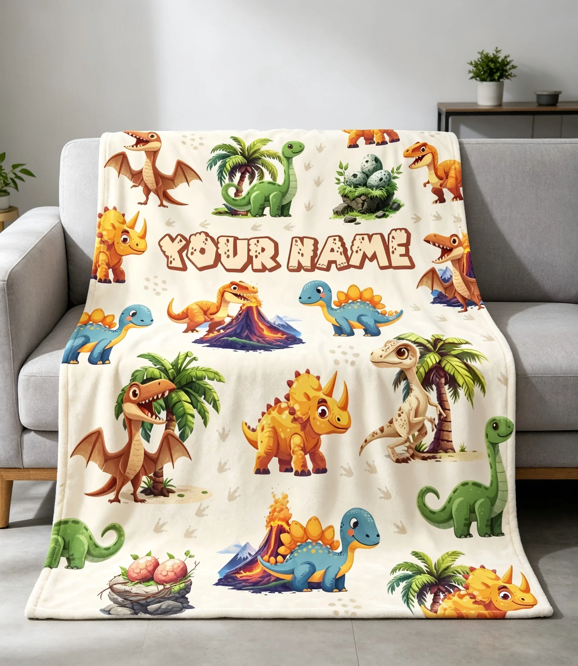 Customized Dinosaur Blanket Cute Animals Themed printed Blankets for boys girls birthday festival perfect gifts four season use