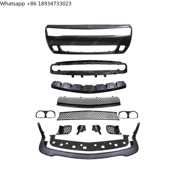 

PP Material Front Bumper for Dodge Challenger Upgrade to Hell Cat Style Car Bumper with Front Lip Grill Body Kit