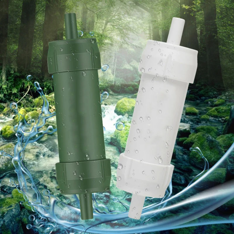 

1pc Outdoor Mini Camping Purification Water Filter Straw TUP Carbon Fiber Water Bag for Survival Or Emergency Supplies