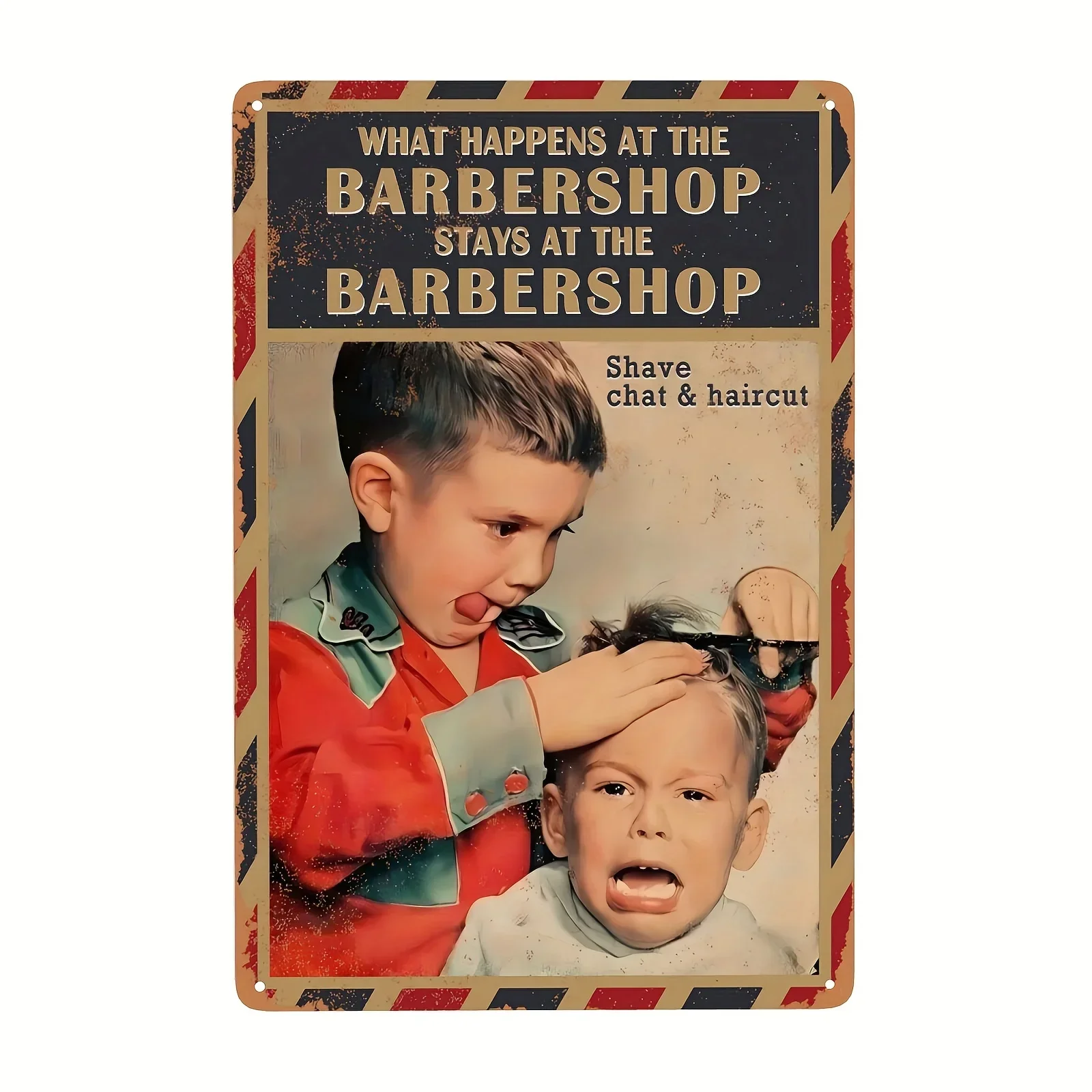 Barber Sign Barbershop Wall Poster Vintage Barber Shop Metal Signs Wall Decor Haircut Posters, What Happens At The Stays At The