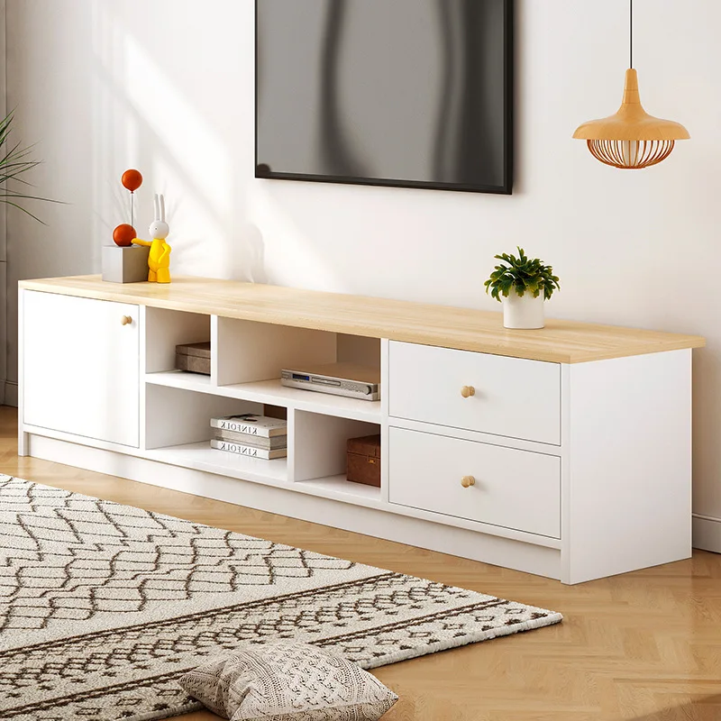 

TV Cabinet Coffee Table Combination Modern Simple Small Apartment Household Living Room Bedroom Imitation Solid Wood TV Cabinet