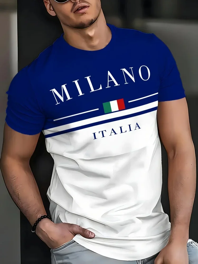 Fashion Print Men's T-Shirt Summer Casual Short Sleeve Athletic Top Moisture Wicking Breathable Gym Fitness Sports Shirt