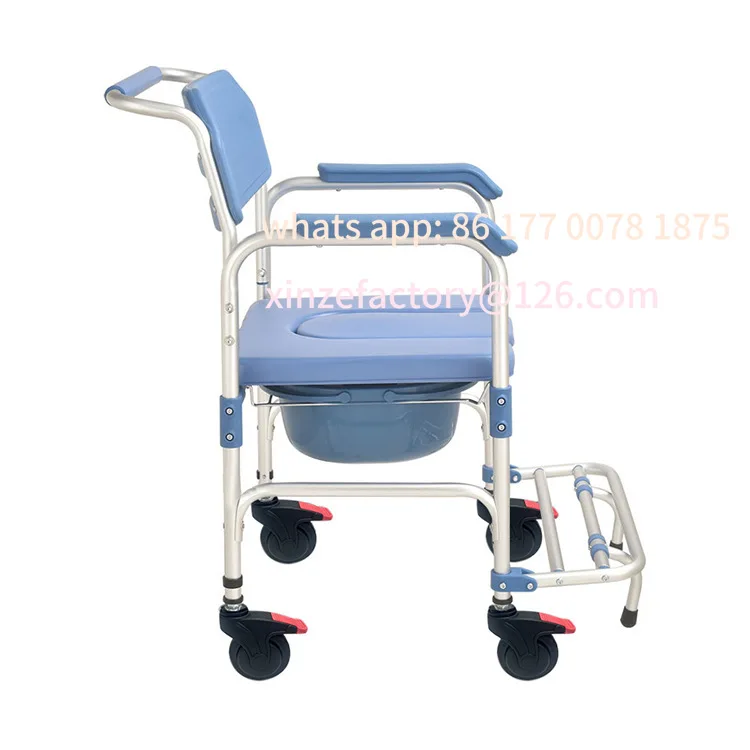 Customizable Aluminum Bath Chair Pregnant Women Non-Slip Folding Toilet Stool Disabled Household Mobile Chair Wheeled Toilet