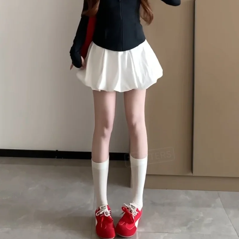 TFETTERS Women Summer Elastic High Waist Bubble Skirt Casual Puff Mini Skirt Sweet A Line Balloon Short Skirt Daily Streetwear