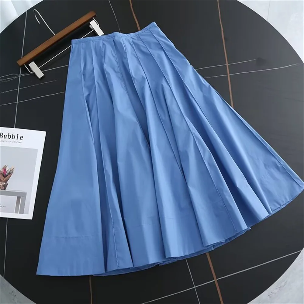 gonna lunga a pieghe larga a vita media da donna semplice gonna MIDI a trapezio gonna slim fit in tinta unita nuovo prodotto estivo