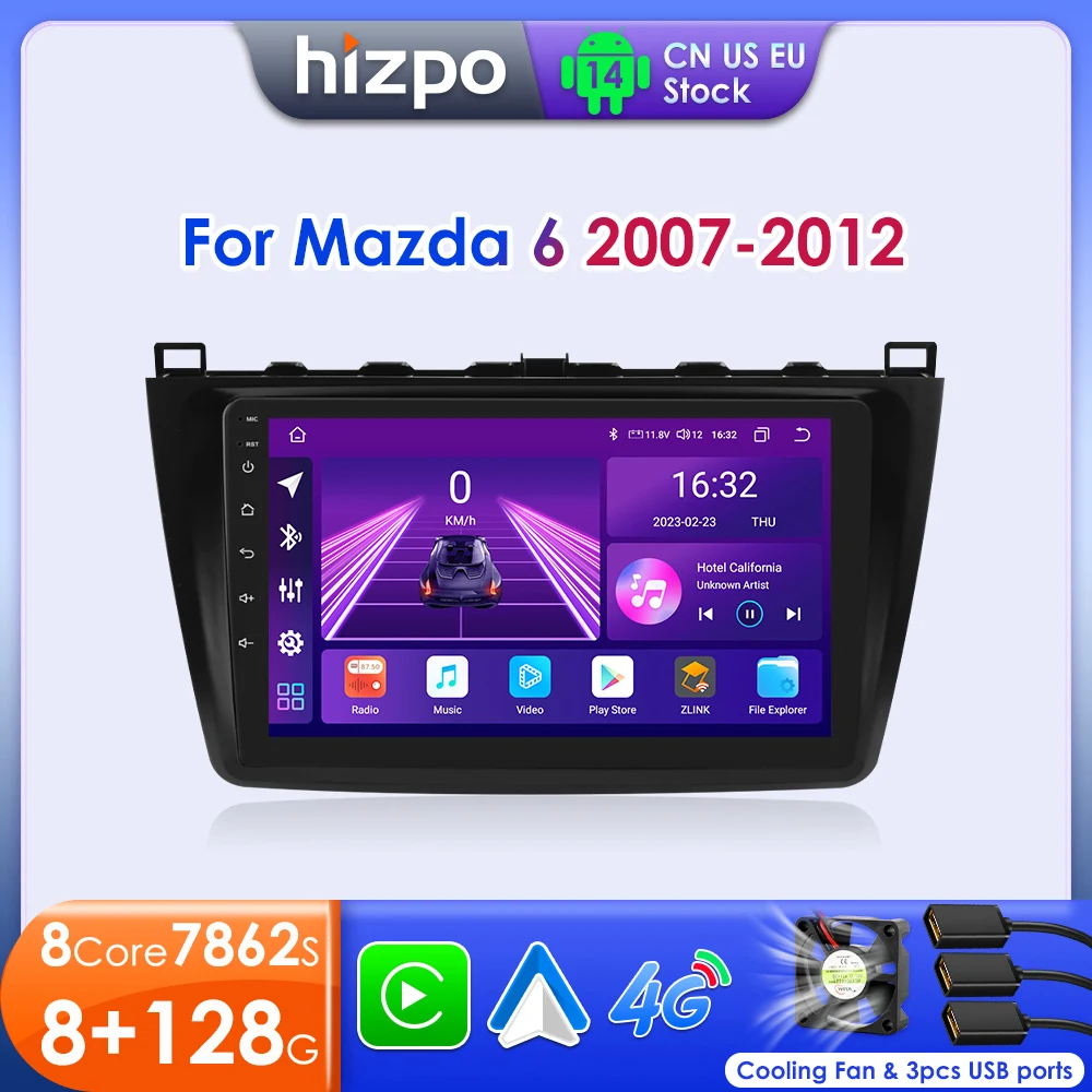 Hizpo Car Multimedia Player For Mazda 6 2 GH 2007 - 2012 Smart Monitor Touch Screen Android 14 Auto RDS 2din GPS SWC 360 Camera