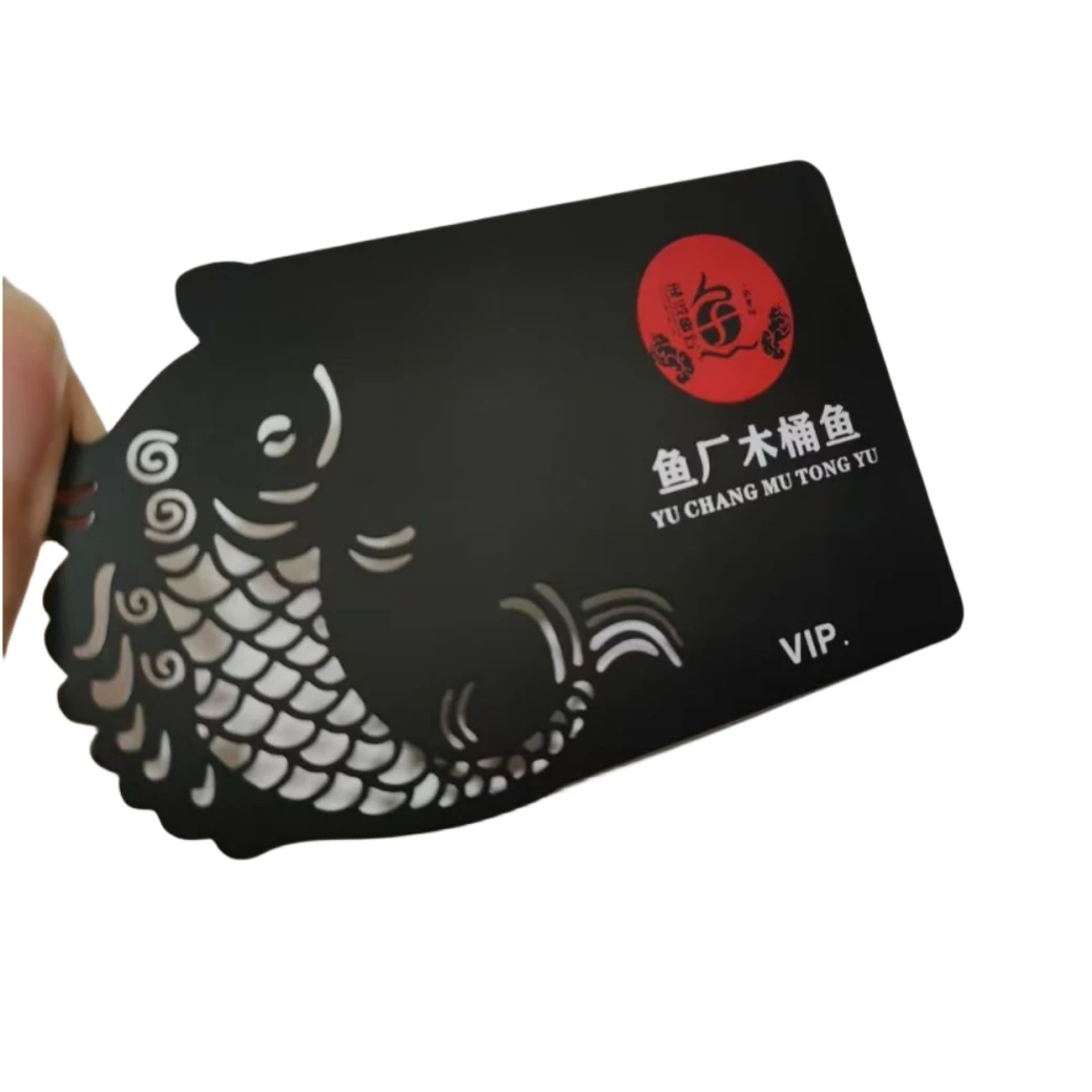 Customized inquiry Luxury Custom Cut Off Logo Laser Engraved Black Metal Card