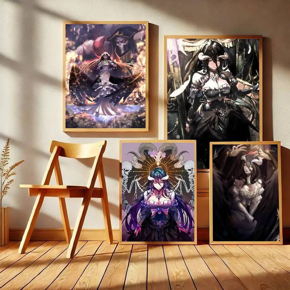 O-Overlord Albedo Anime DIY Sticky Poster Vintage Room Bar Cafe Decor Home Decor