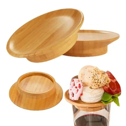 2/6Pcs Round Bamboo Wine Glass Topper Red Wine Splashing Coasters Wine Glass Charcuterie Board Topper Dual-Use Bamboo-Coasters