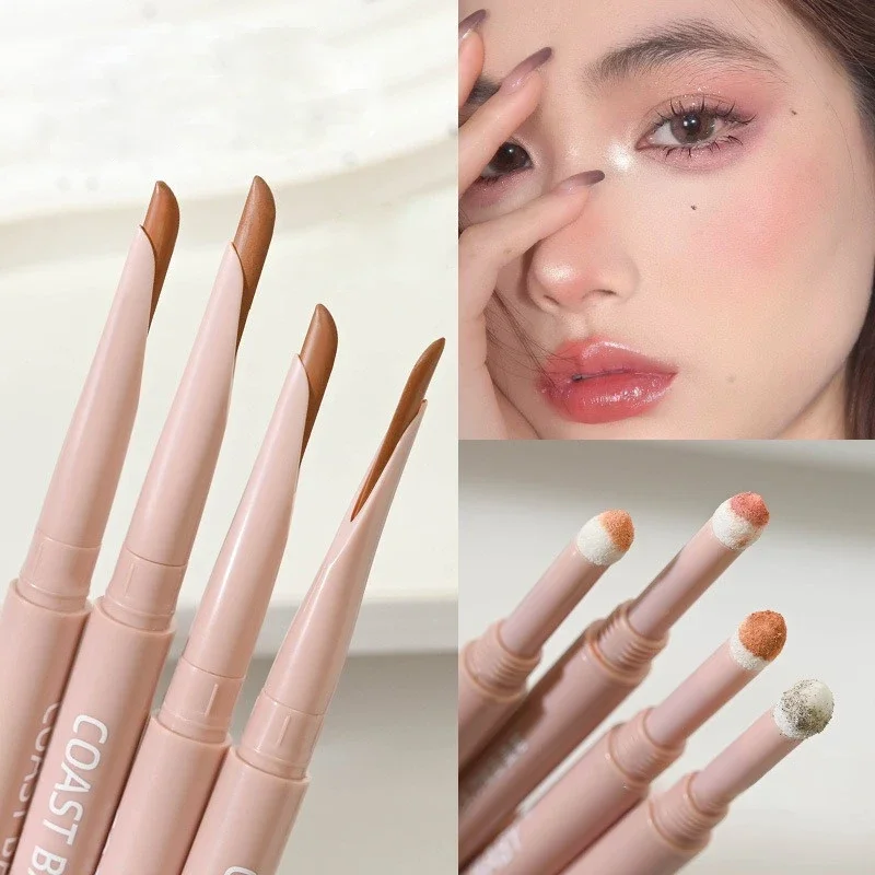 Double Ended Liggende Zijderups Eyeliner Potlood Naakt Roze Diamant Glitter Matte Markeerstift Oog Bleekmiddel Make-up Cosmetica