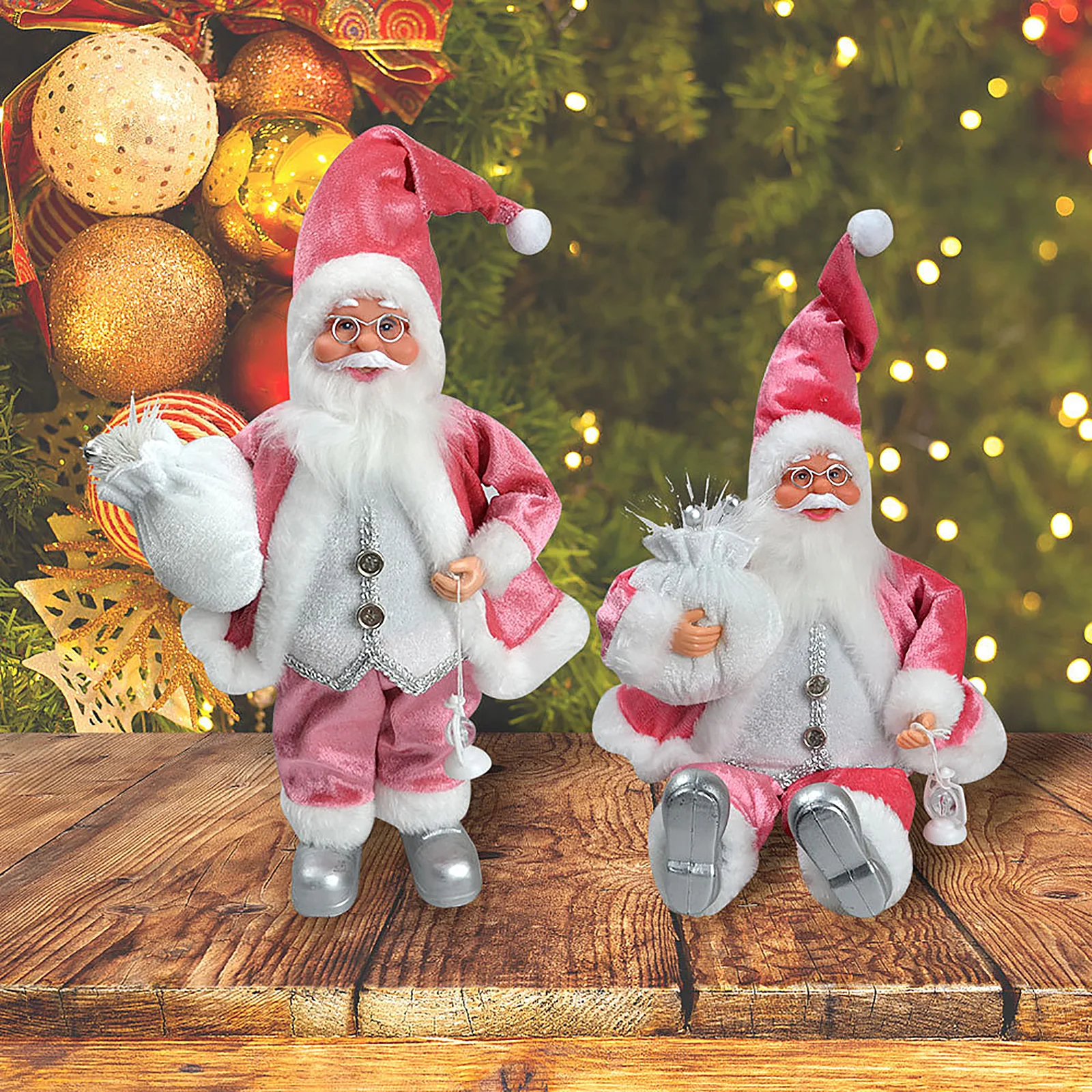 White Pink Resin Santa Claus Statues Christmas Gnome Sculpture Creative Children's Gifts Desktop Ornament Xmas Festival Supplies