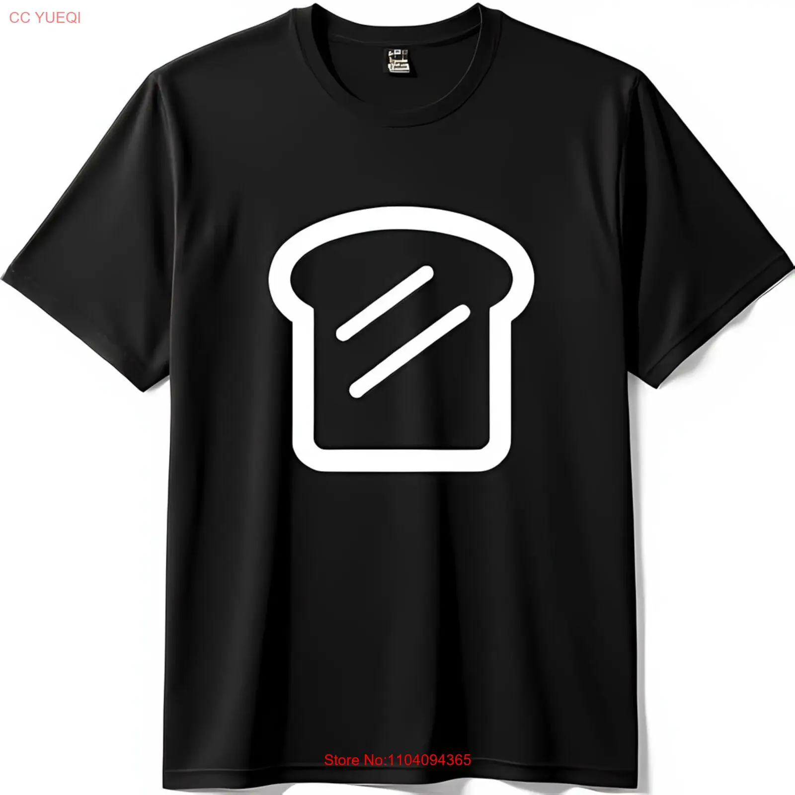 

Classic Black T-Shirt with White Bread Outline Design Short Sleeve