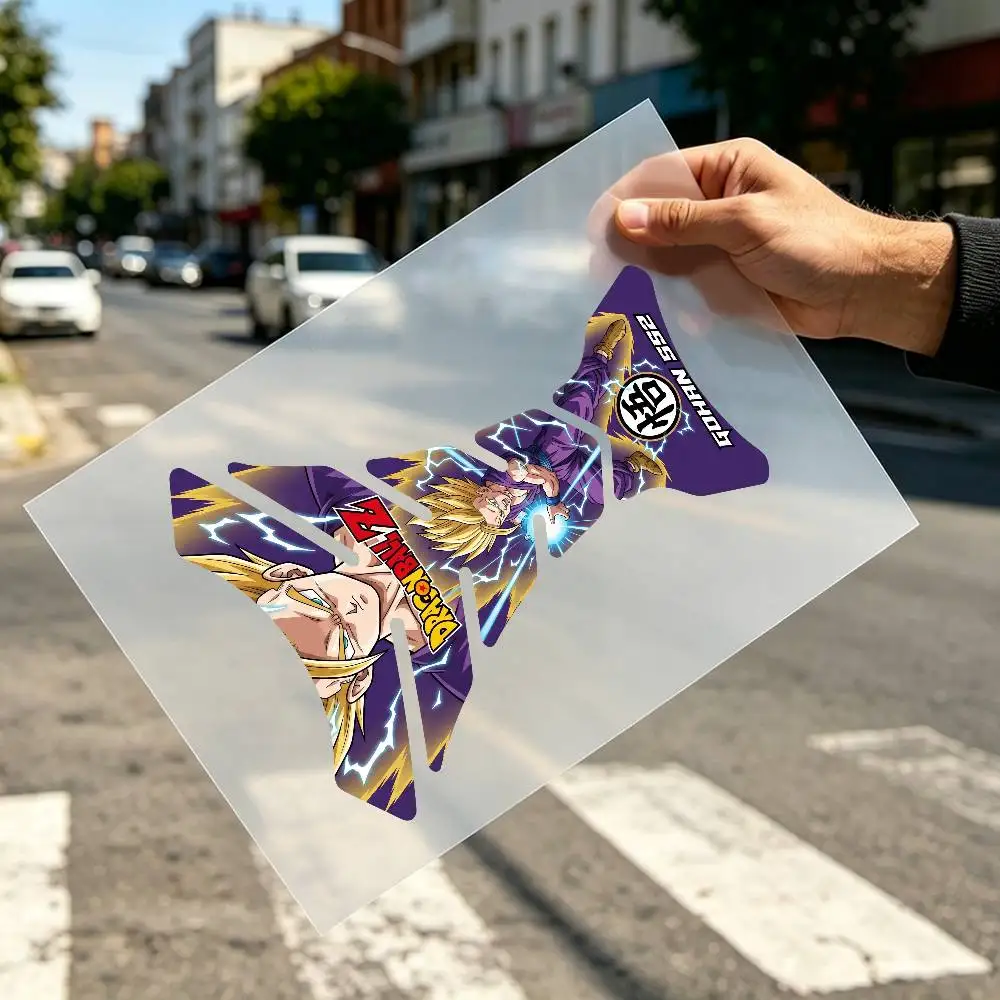 Calcomanía de Vinilo para Tanque de Motocicleta, Diseño de Espina de Pescado Plana, Impermeable, con Personaje de Anime Son Gohan Super Saiyan 2, Accesorios Decorativos
