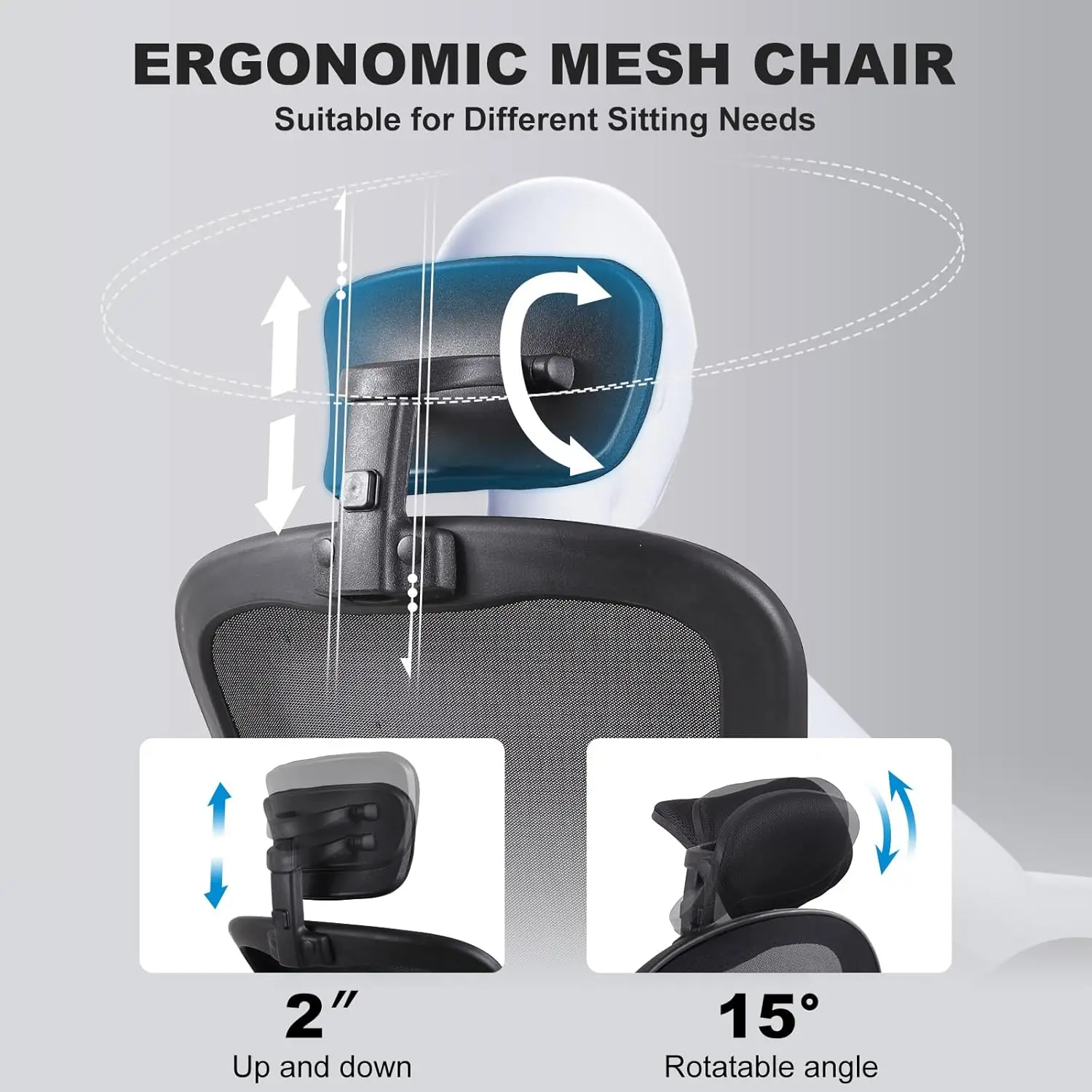 Cadeira ergonômica de escritório com apoio lombar e braços ajustáveis, Mesh Home Office, sala de conferências, 8Pack