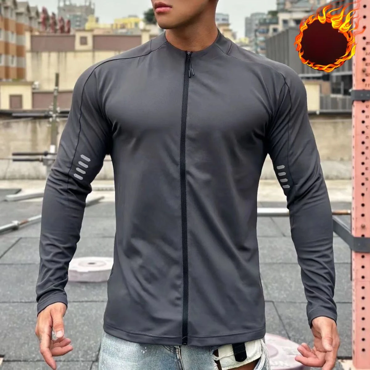 Motion Hoodie Run Quick Dry Zipper Bodybuilding Loose Coat Long Sleeves Men Thin Casual Chic Solid Anti-Wrinkle Elastic T-shirt