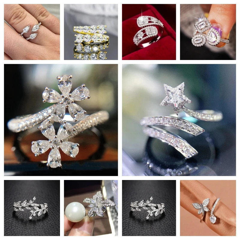 Нишевый дизайн с блестящим высококачественным открытием и регулируемым кольцом, сверкающими и элегантными аксессуарами с инкрустацией из сверкающего циркона.