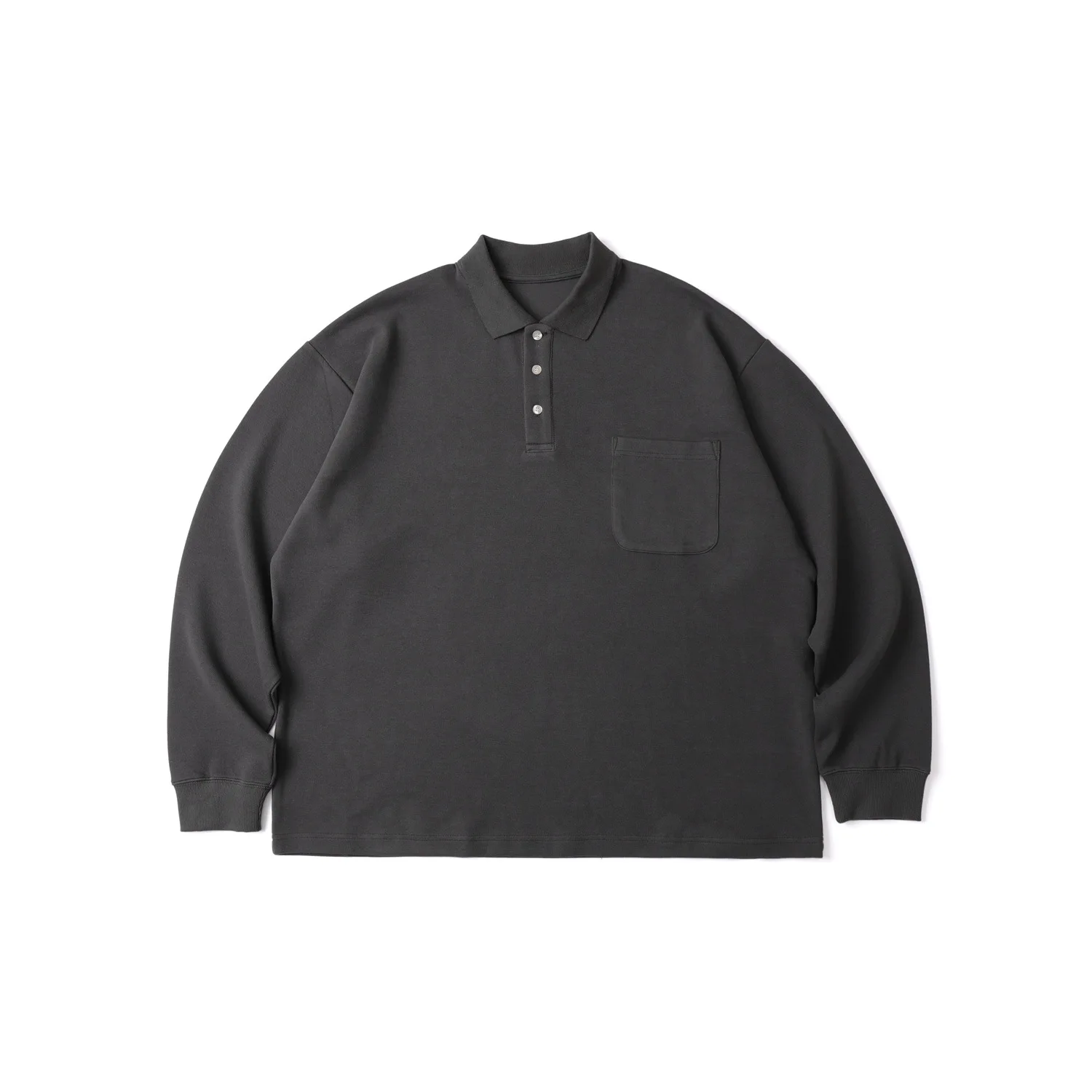 Spring New Men's Long-sleeved POLO Collar Middle-aged and Old Large Loose Olid Color Top Collar