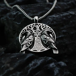 European and American style Nordic Viking Odin Crow Life Tree amulet for men's pendant titanium steel jewelry