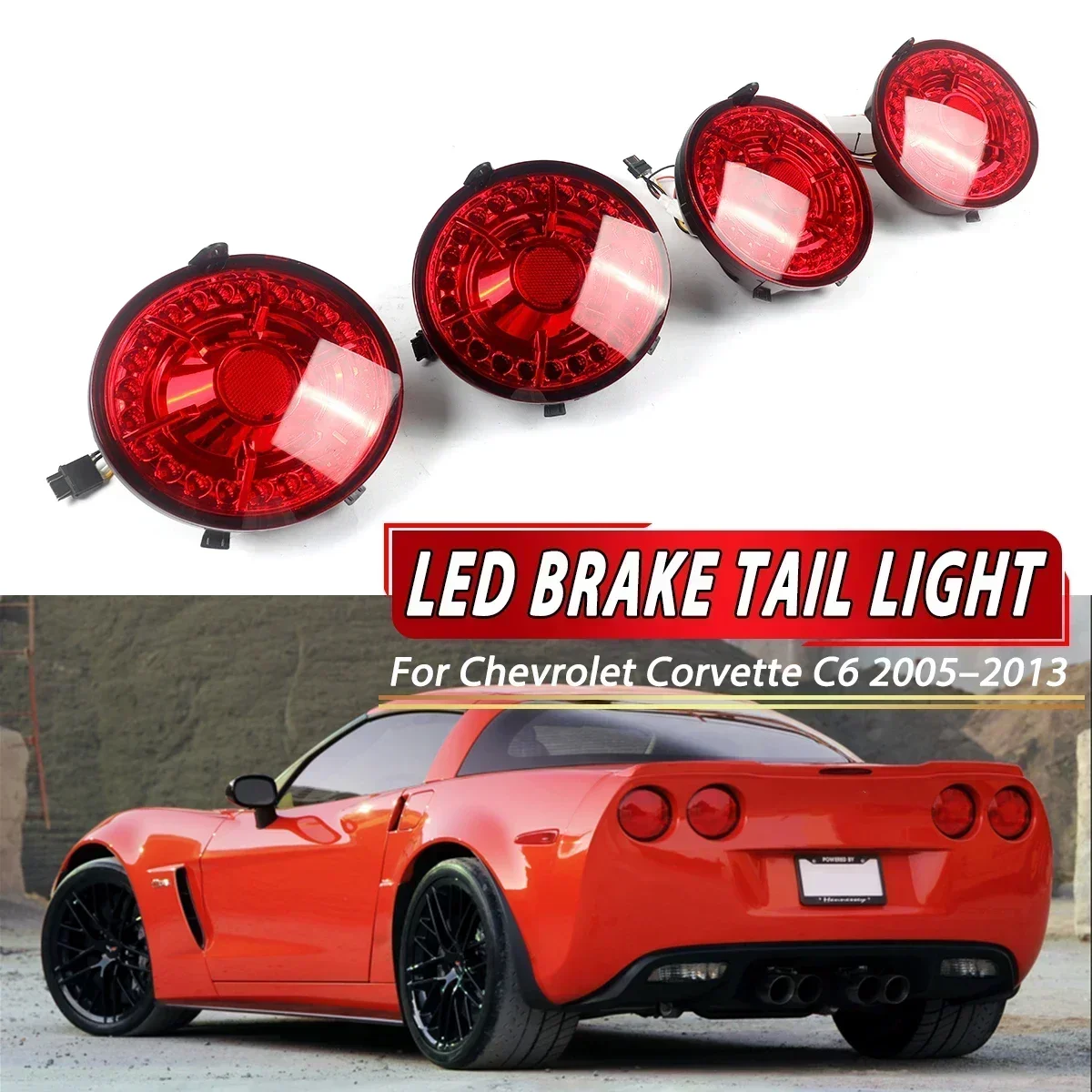 4x LED Tail Light Assembly for Chevrolet Corvette C6 Coupe 2005-2013 Tail Lights Brake Stop Lamp Rear Light Car Accessories