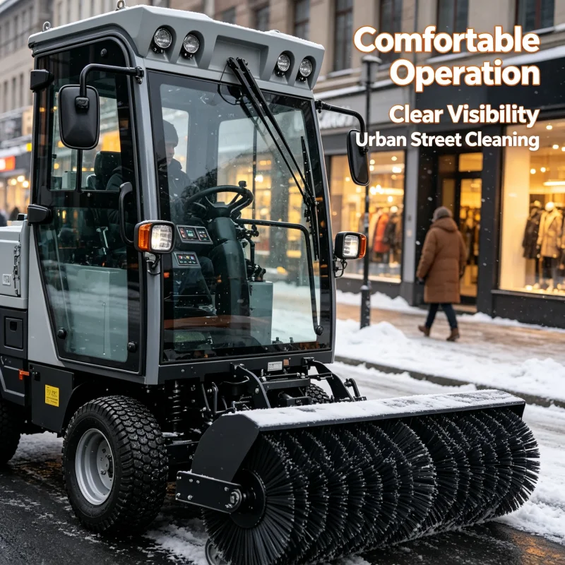 Heavy Ride On Snow Sweeper With Wide Front Rotary Brush For Airports Municipal Roads Parking Areas And Winter Snow Removal