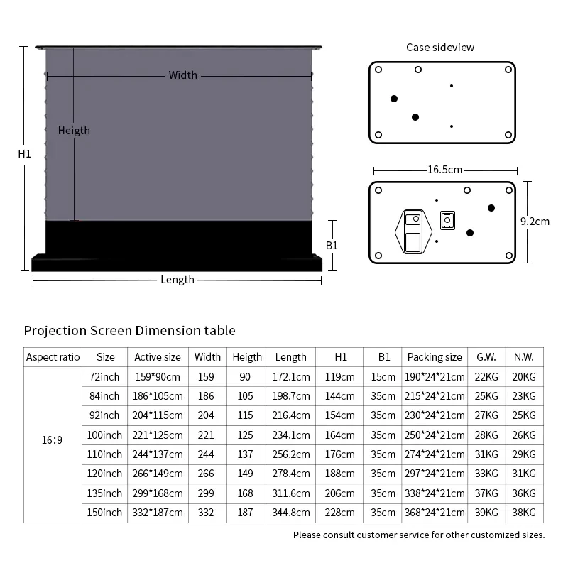 110 inch PET Crystal UST Electric Tab-Tension ALR Floor rising projector Screen Ultra short throw Laser 4k projection screen