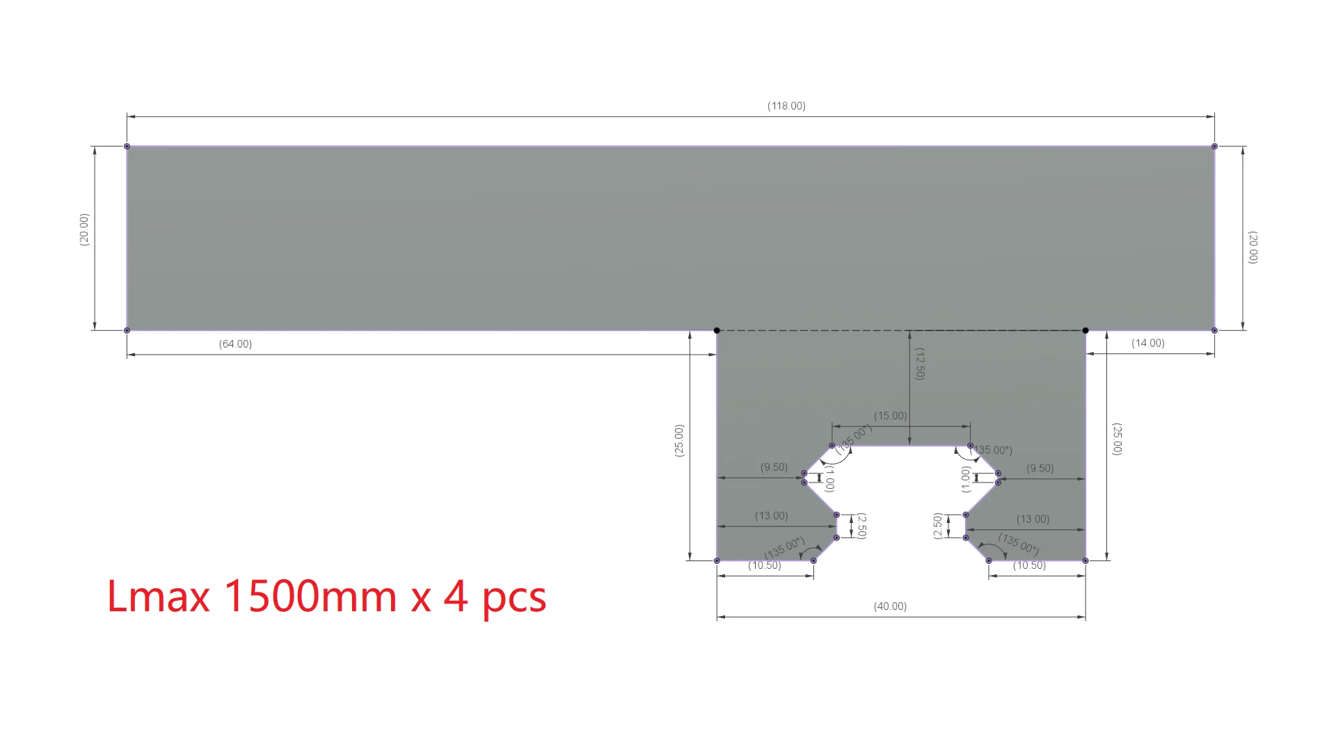 CNC machine custom made accordion bellows rides on HGR20 rail, 118 mm x 20 mm x Lmax 1500 mm